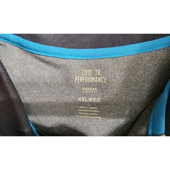 Haggar Polo Cool 18 Performance  Mens 2xl Light Grey With Blue Accent - Picture 4 of 5